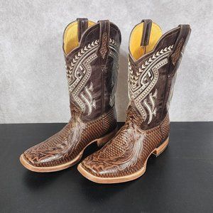 Herencia Square Toe Leather Cowboy Boots Size 9
